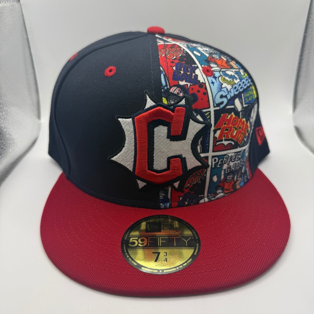 New Era 59FIFTY Cleveland Guardians MLB Players Weekend Comic Hat 7 3/4 Navy Red